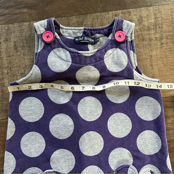 Mini Boden purple with gray dots jumper heart pockets pink buttons - Picture 6 of 8